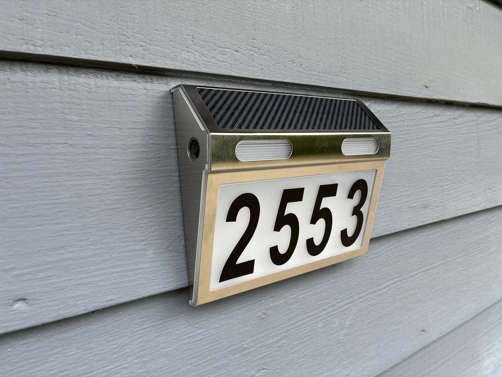 Solar House Numbers for Outside Light Up - 3 Adjustable Color Temperatures (6000K/4000K/3000K) | Stainless Steel Waterproof Address Sign, Auto Light-Sensing customer photo 2