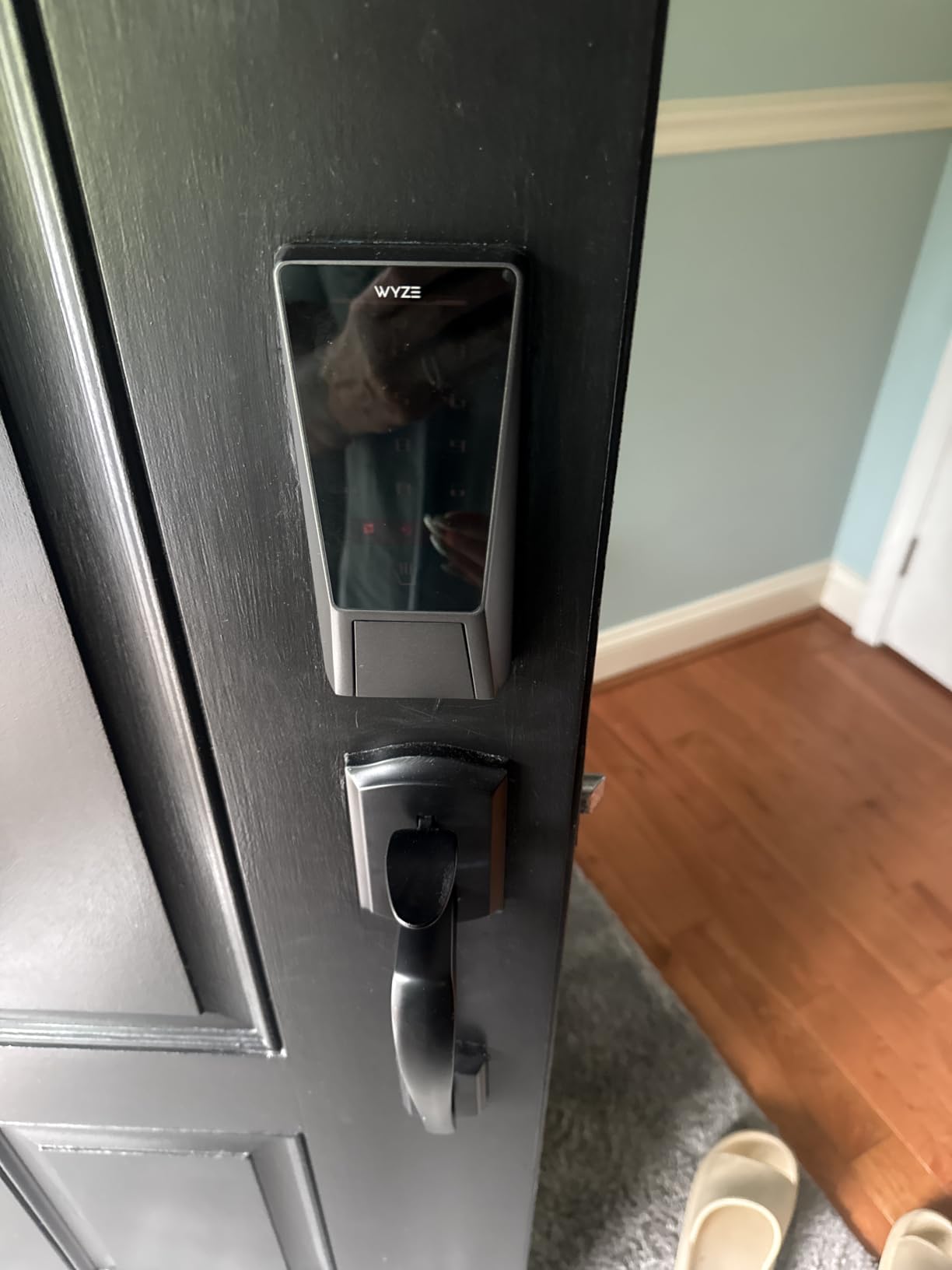 Wyze Palm Lock, Smart Door Lock with Palm Vein Recognition, Keyless Entry Smart Locks for Front Door, Keypad, Auto Lock, Dual Battery, Wi-Fi, Works with Alexa & Google, BHMA, IP53, Mechanical Key customer photo 1
