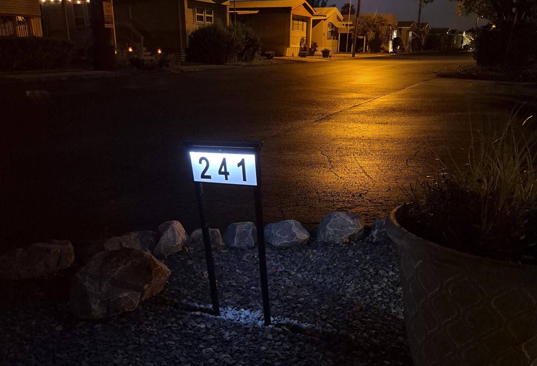 LumiZen New Upgraded Solar Address Sign, Double Sided Glow House Numbers with Auto On/Off, 3-Color Lighting Modes Mailbox Number Plaque Waterproof, Dual Stakes for Home Yard Driveway customer photo 2