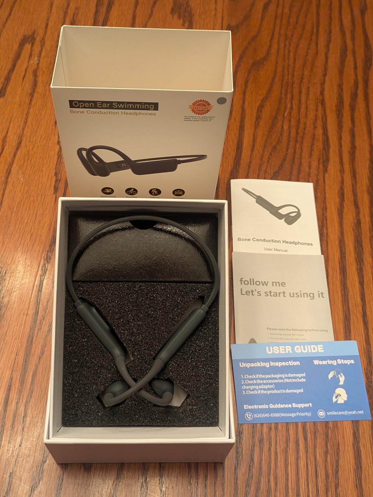 Bone Conduction Swimming Headphones,IP68 Waterproof Underwater Swim Earbuds customer photo 2