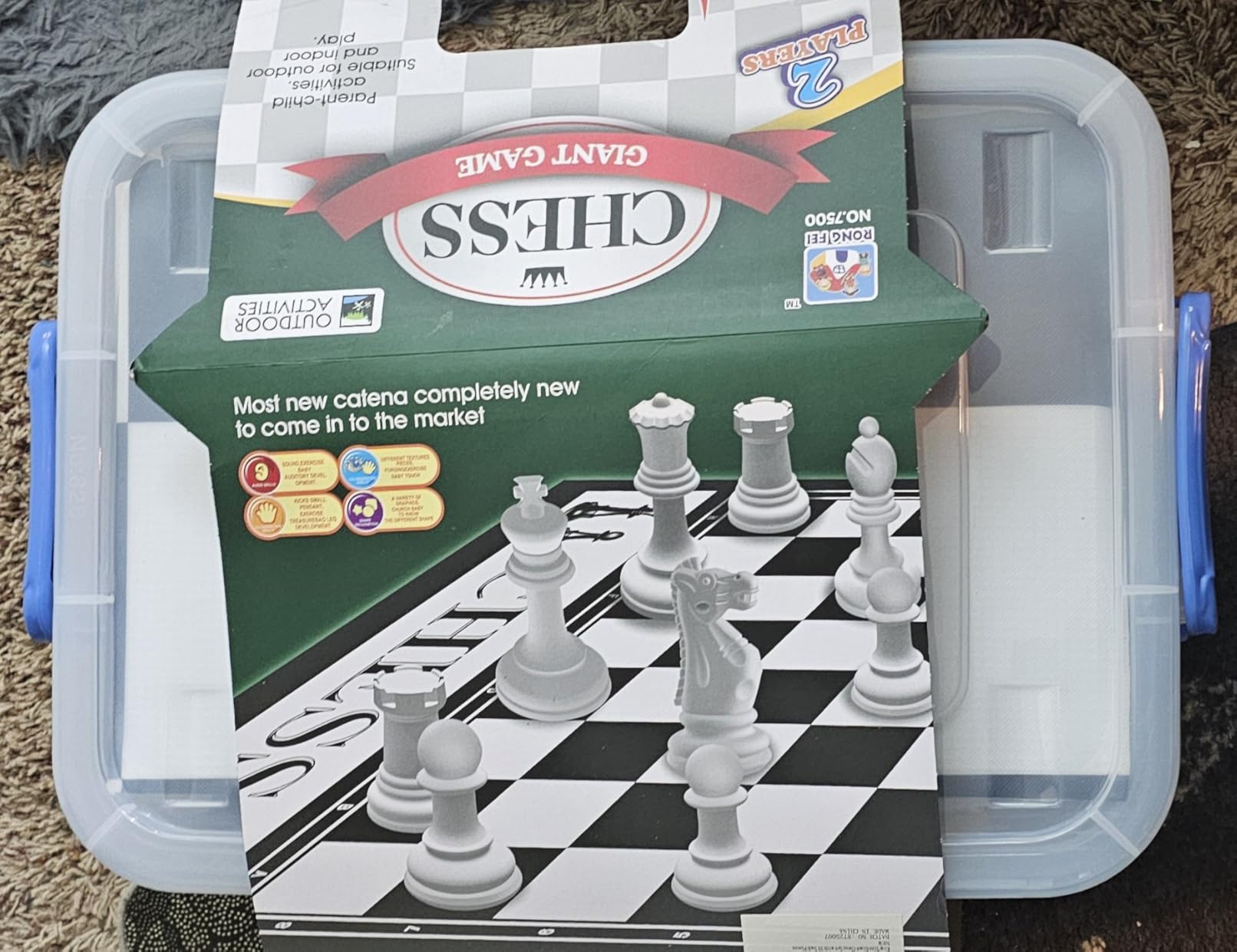 RAINBOW TOYFROG King Size Giant Chess Set with 10 Inch Pieces - Oversized Plastic Chess Game for Indoor/Outdoor Use with Waterproof Mat and Storage Box for Kids Adults Family Fun customer photo 1
