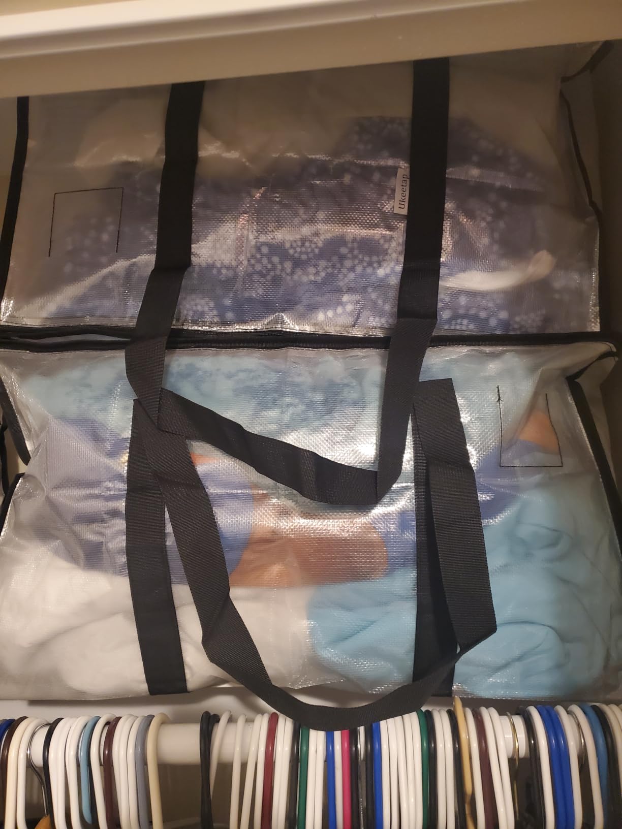 8 Pack Extra Large Clothes Storage Bins with Lids, Moving Bags, Clear | Storage Bags with Reinforced Handles & Heavy-Duty Zippers, Moving Boxes Totes for Clothes Packing, Dorms, College Supplies customer photo 1
