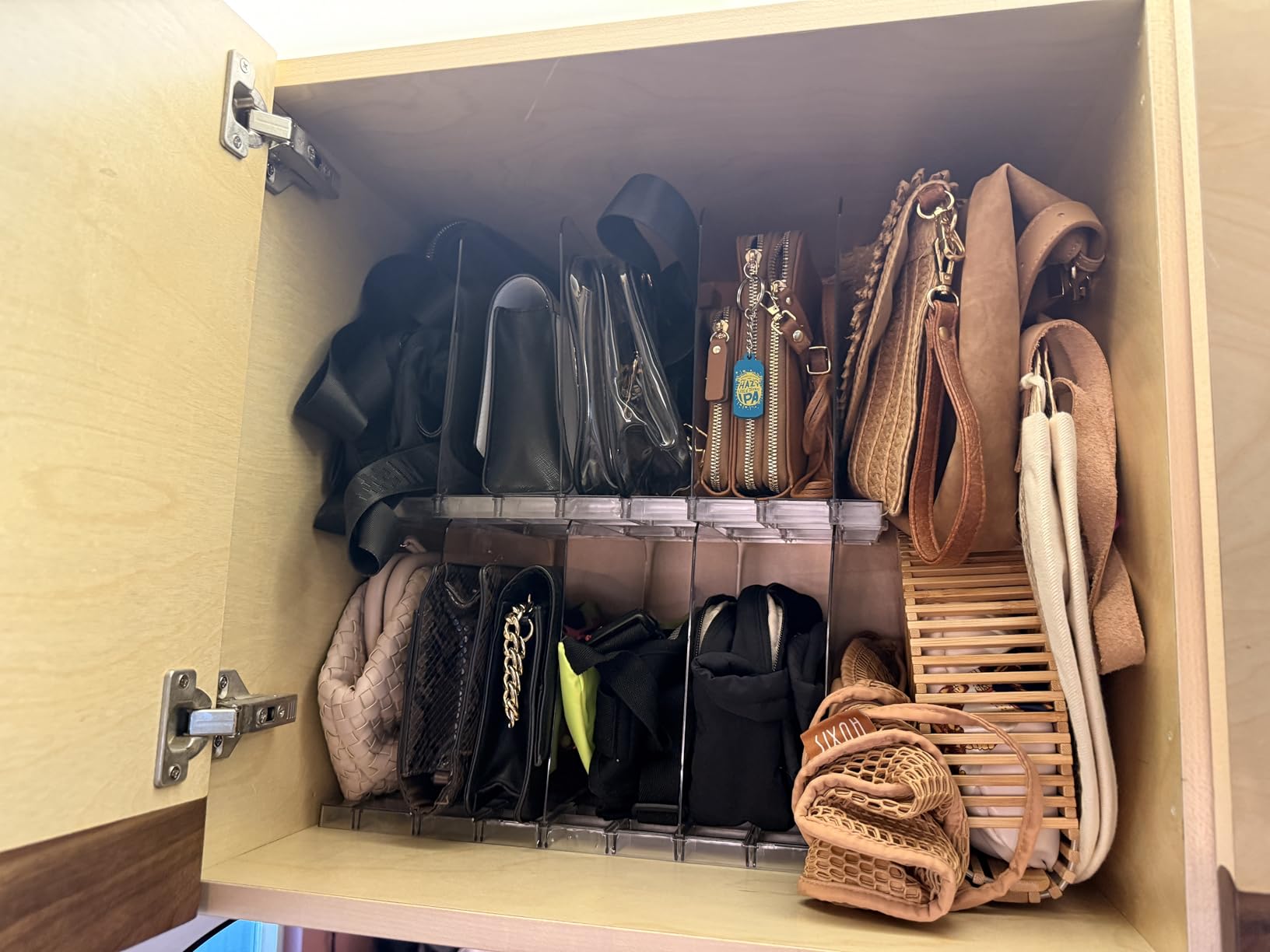 Stackable Bag & Purse Organizer for Closet Shelf Acrylic Shelf Dividers for Closet Organization, Clear Handbag Purse Storage Organizer Divider, Keep Clutch, Wallet, Pocketbook Upright, 4 Pack customer photo 1