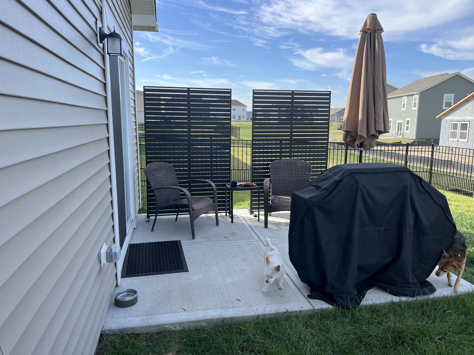 Metal Privacy Screen Outdoor Freestanding Fence Panel, 72