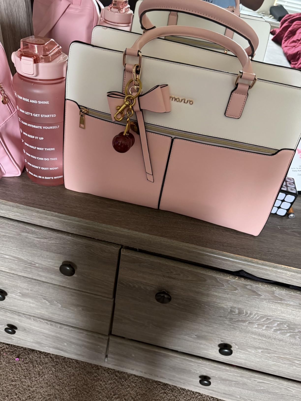 MOSISO Laptop Tote Bag for Women, 15.6 inch Waterproof PU Leather Work Bag customer photo 2