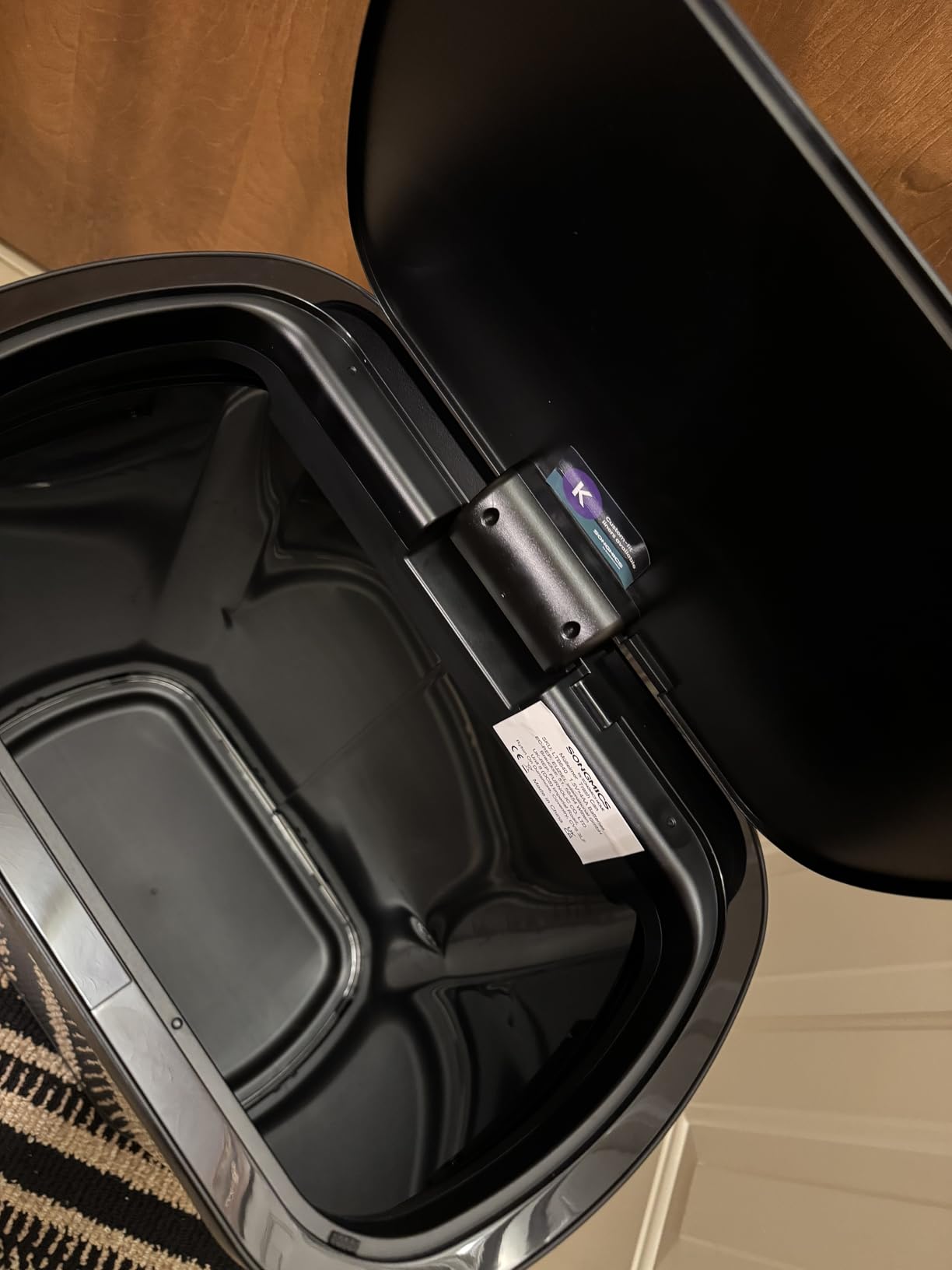SONGMICS Motion Sensor Trash Can, 13 Gallon (50 L), Soft-Close Lid | Automatic Garbage Can, Wave or Touch to Open, with 15 Trash Bags, Stainless Steel, Metallic Silver and Ink Black ULTB640E01 customer photo 1