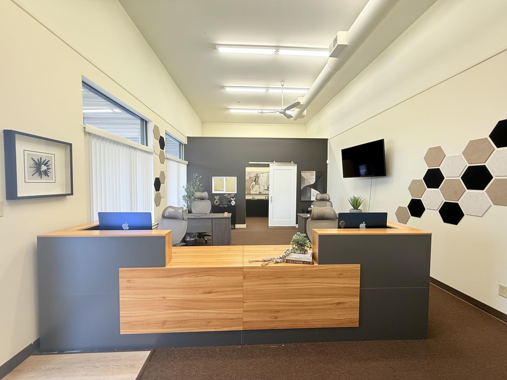L Shaped Reception Desk with Lockable Drawers and Adjustable Filling Cabinet, Modern Front Desk Reception Counter with Keyboard Tray and Storage Cabinet for Checkout, Lobby, Beauty Salon customer photo 2