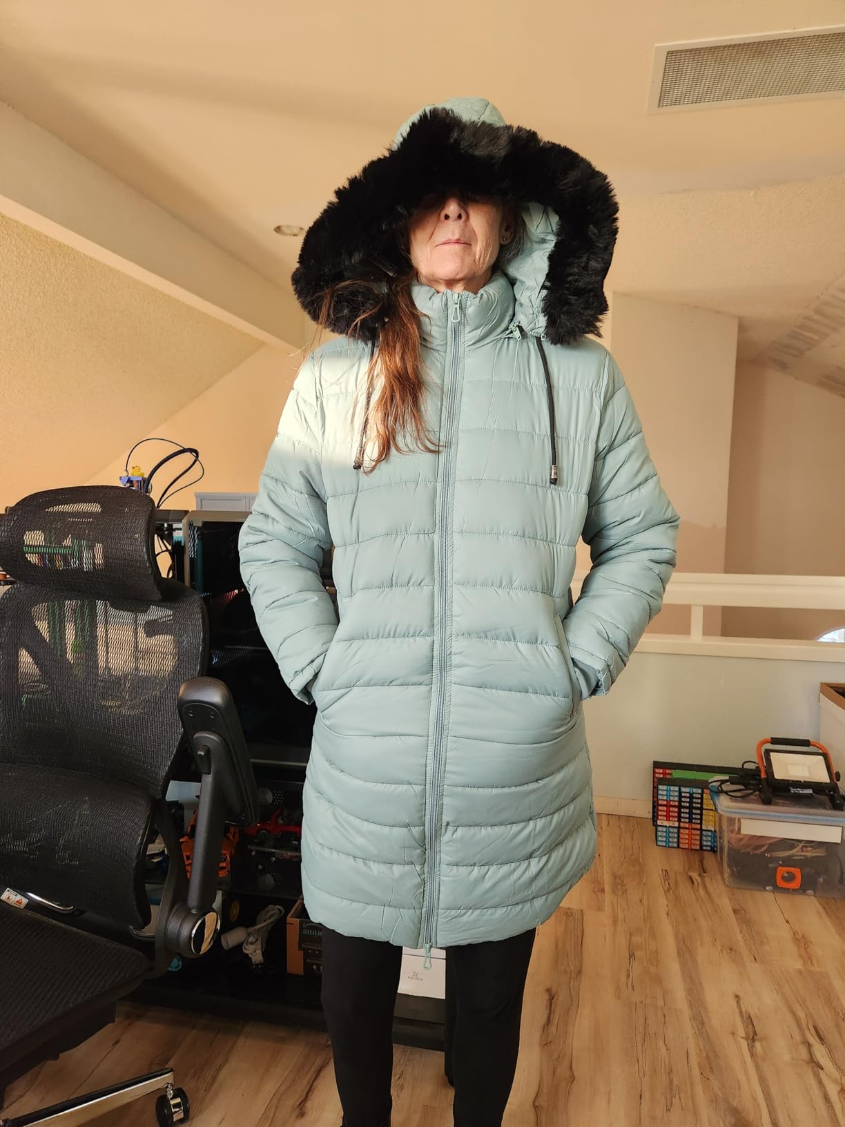 GOLDLADIES Women's Waterproof Long Hooded Down Jacket customer photo 1