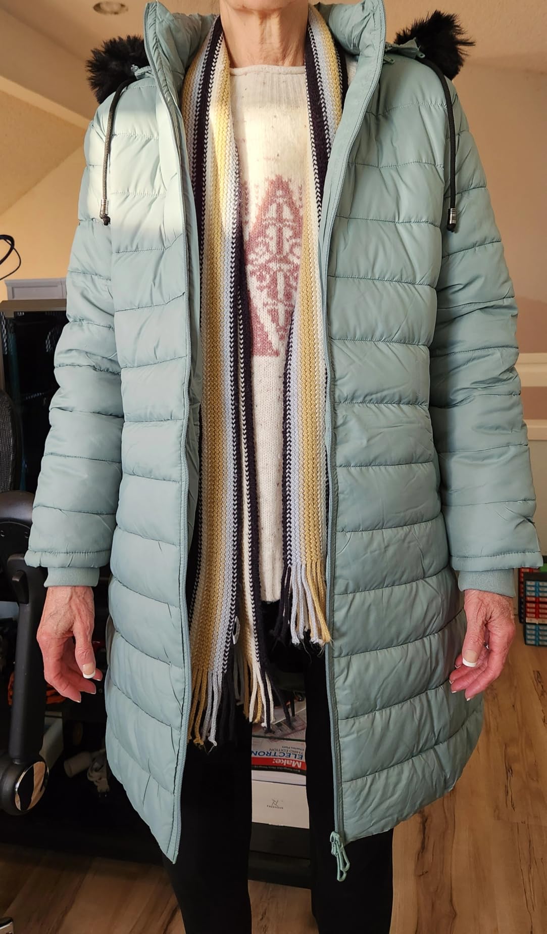 GOLDLADIES Women's Waterproof Long Hooded Down Jacket customer photo 1