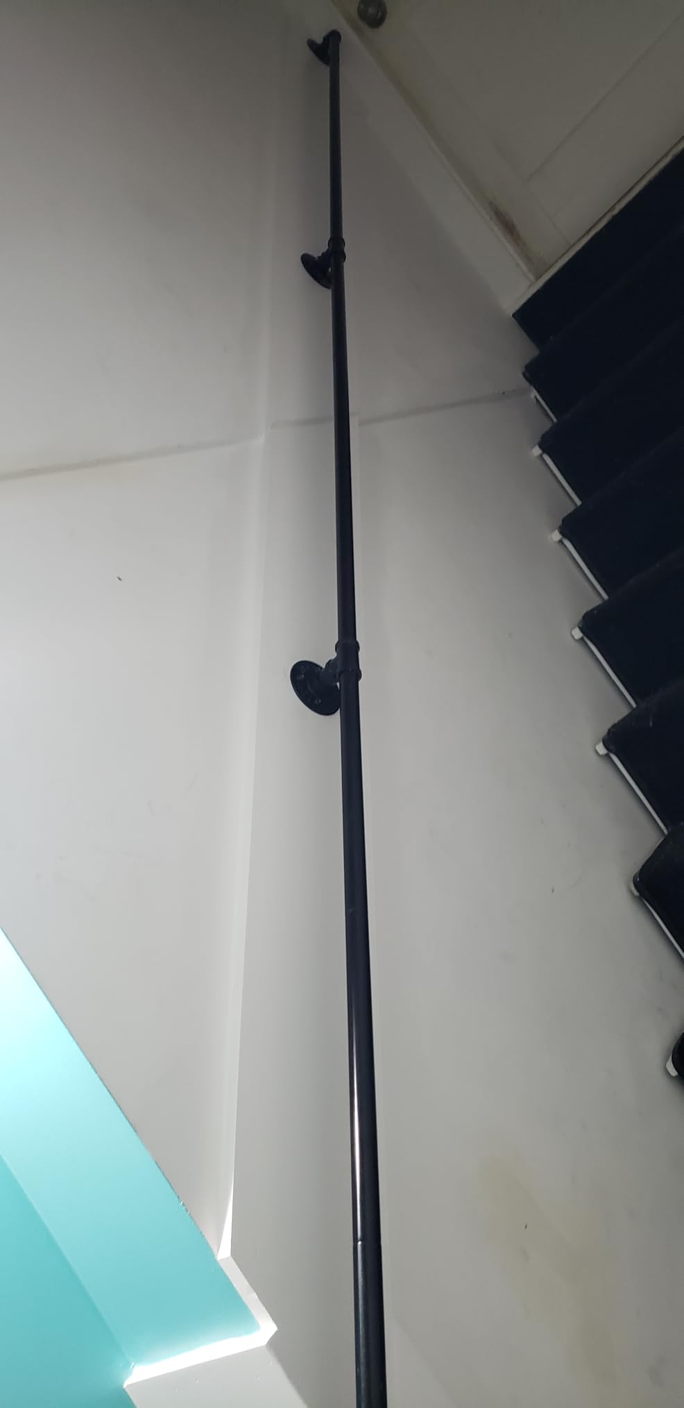 12FT Stair Handrail 440LB Wall-Mount Metal Rail Indoor Outdoor Black - Matte black galvanized steel, rustproof, 4 brackets for stability, Adjustable angle, Ideal for long stair, ramp & commercial customer photo 1