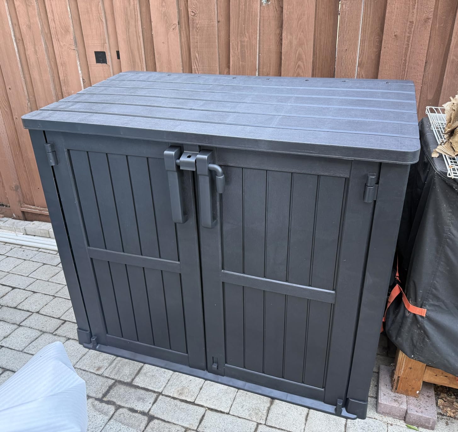 LHBcraft Outdoor Storage Cabinet 36 Cu Ft with Lockable Doors, Portable Horizontal Resin Storage Shed -Easy to Assemble, Waterproof Outdoor Storage Box for Backyards,Patios customer photo 1