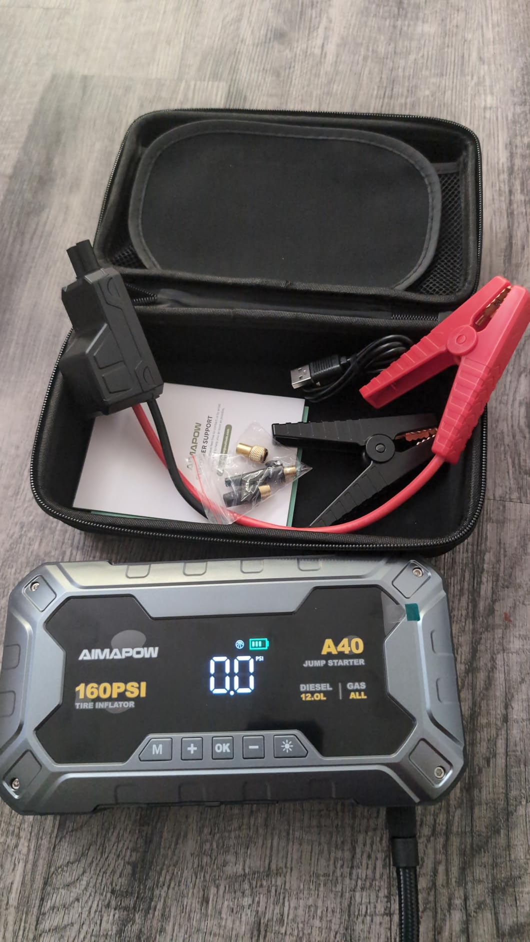 8000A 160PSI Jump Starter with Air Compressor, 12V Car Battery Jump Starter Power Bank(All Gas/12L Diesel), Car Starter with LED Flashlight, Force Start, Jump Pack with Jump Leads customer photo 2