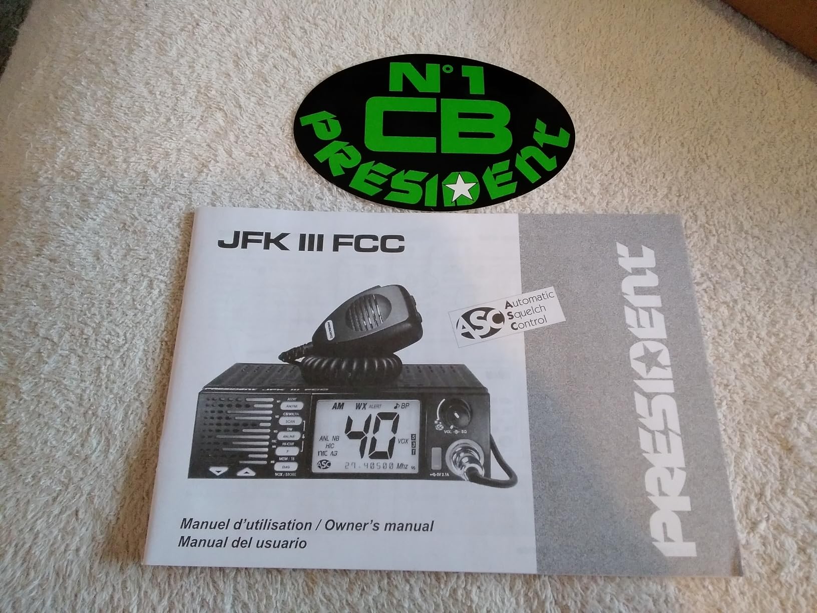 President JFK III FCC AM/FM Trucker CB Radio - OEM Truck Size with Front-Firing Flashing RX/TX Speaker, 7-Color Display, NOAA Weather Channel, USB Port, ASC, Noise Filter, Scan Skip customer photo 1
