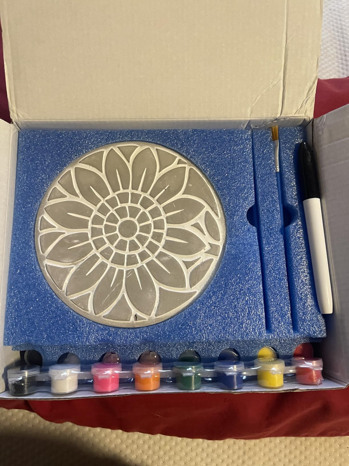 Pinwheel Crafts Stepping Stone Kit for Kids, 5 Mosaic Stones with Storybook - 5 preprinted cement stones, waterproof paints, 10 brushes, kindness marker, mat, Magic Garden Path storybook, ages 6+ customer photo 2