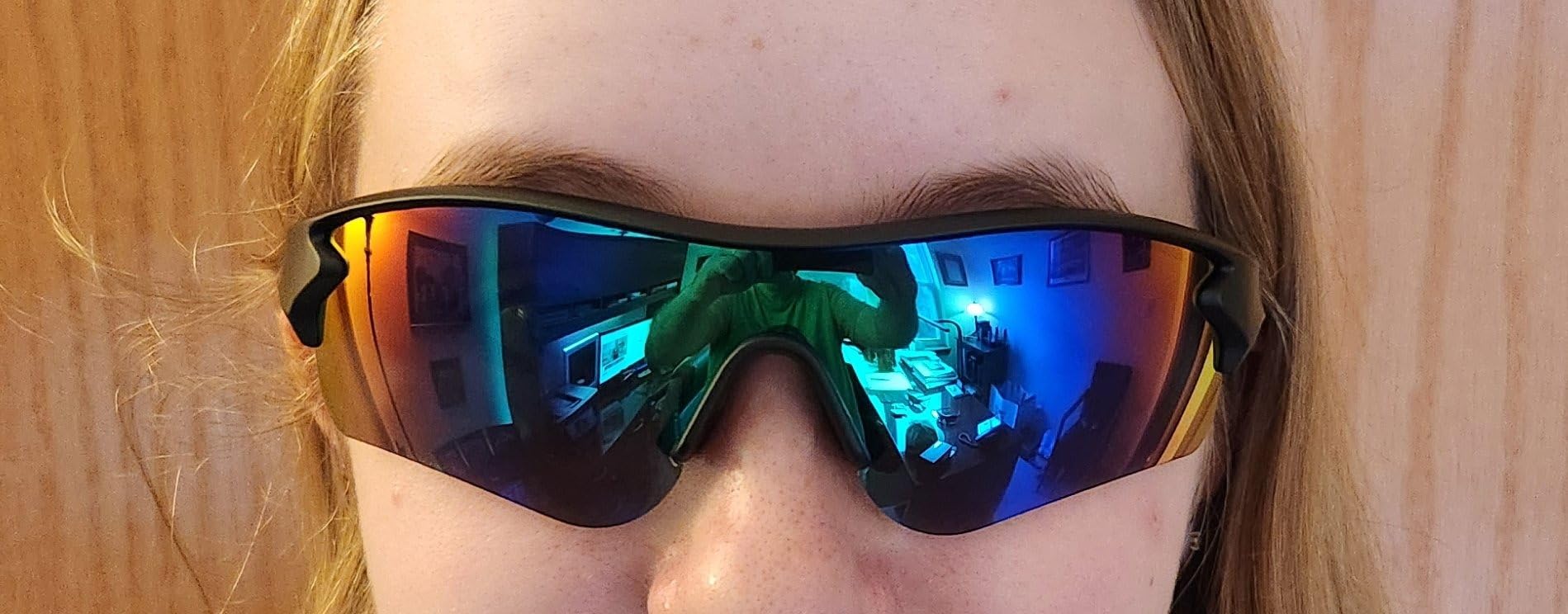 Polarized Sports Sunglasses for Men Women, UV400 One-Piece Lens Sport Shades for Baseball, Running, Cycling, Fishing customer photo 2