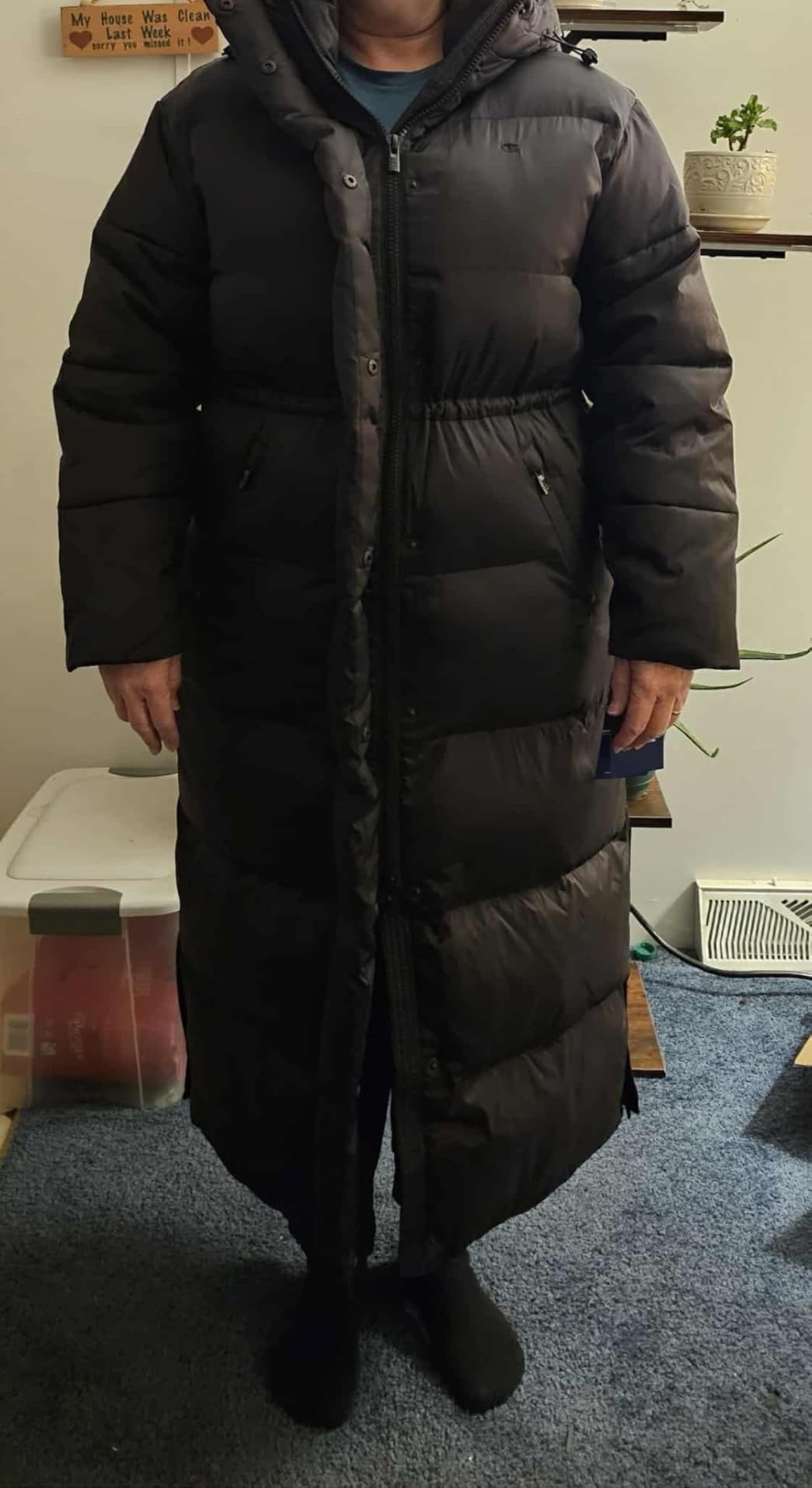 Champion Women's Cinch Waist Long Hooded Puffer customer photo 2