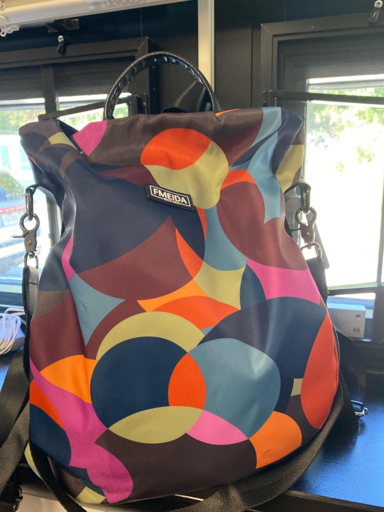 Fmeida Convertible Backpack Purse for Women Anti Theft Nylon Backpack Brown customer photo 1