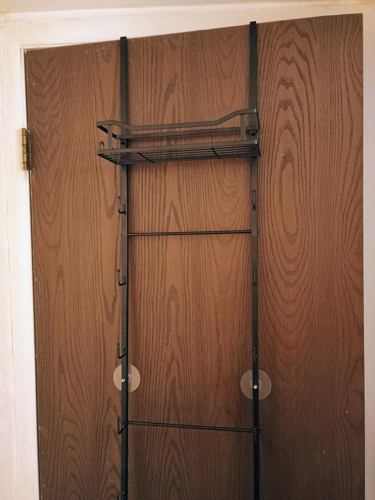 SWTYMIKI Over The Door Purse Organizer - Wall Mounted Purse Rack with 16 Hooks and Metal Basket, Handbag Hanger Organizer Holds up to 16 Bags, Bag Rack Can Use As 1/2 Part, for Door, Closet customer photo 2