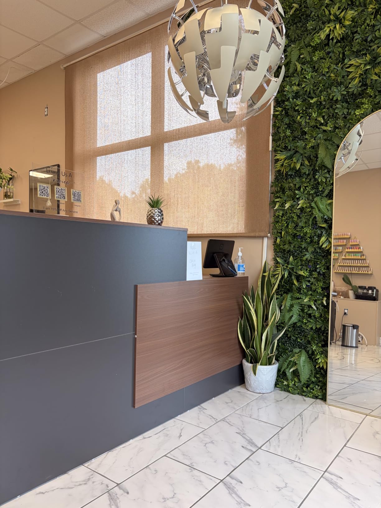 L-Shaped Modern Large Wooden Commercial Reception Desk with Counter & Shelves, Front Reception Desk Counter Table with Drawers for Offices,Home (Brown + Black, Left- 71''L x 42''W x 41''H) customer photo 2