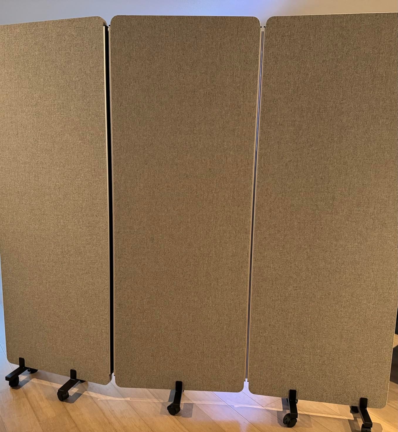 3 Panel Foldable Office Partitions, Mobile Cubicle Wall with Wheels | 71 x 66 Inch Noise Cancelling & Sound Proof Room Dividers Partition Wall, Aluminum Frame Gray customer photo 2