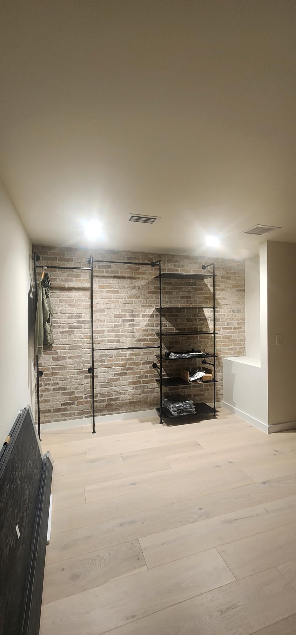 ONBRILL T3 Closet System with Stepless Dimmable LED Light & 4 Large Drawers | Adjustable from 6'6'' to 8'11'', Heavy Duty Industrial Pipe Clothing Rack with 6 Wooden Shelves & 4 Telescopic Rods, Black customer photo 1