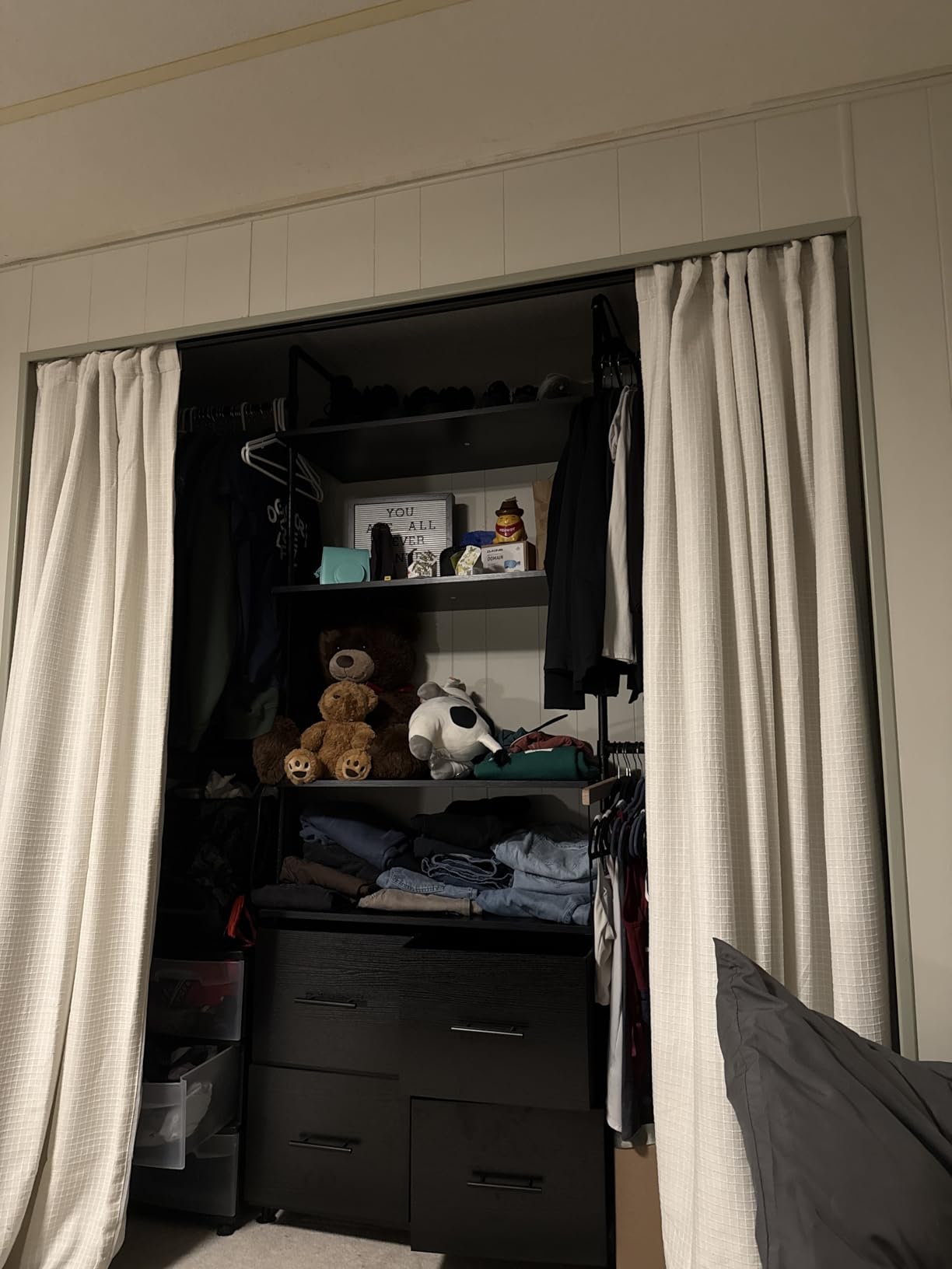 ONBRILL T3 Closet System with Stepless Dimmable LED Light & 4 Large Drawers | Adjustable from 6'6'' to 8'11'', Heavy Duty Industrial Pipe Clothing Rack with 6 Wooden Shelves & 4 Telescopic Rods, Black customer photo 2