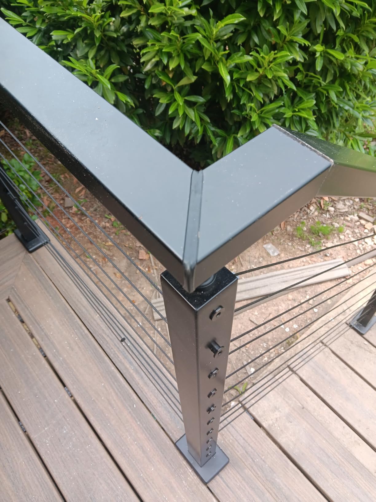 Muzata 4Pack 8ft Black Aluminum Cable Railing Handrail Rectangular HL10 | Top Rail for Deck & Stairs, Ideal for Coastal Areas, Extension Connector and User Guide Included, Length Adjustable customer photo 1