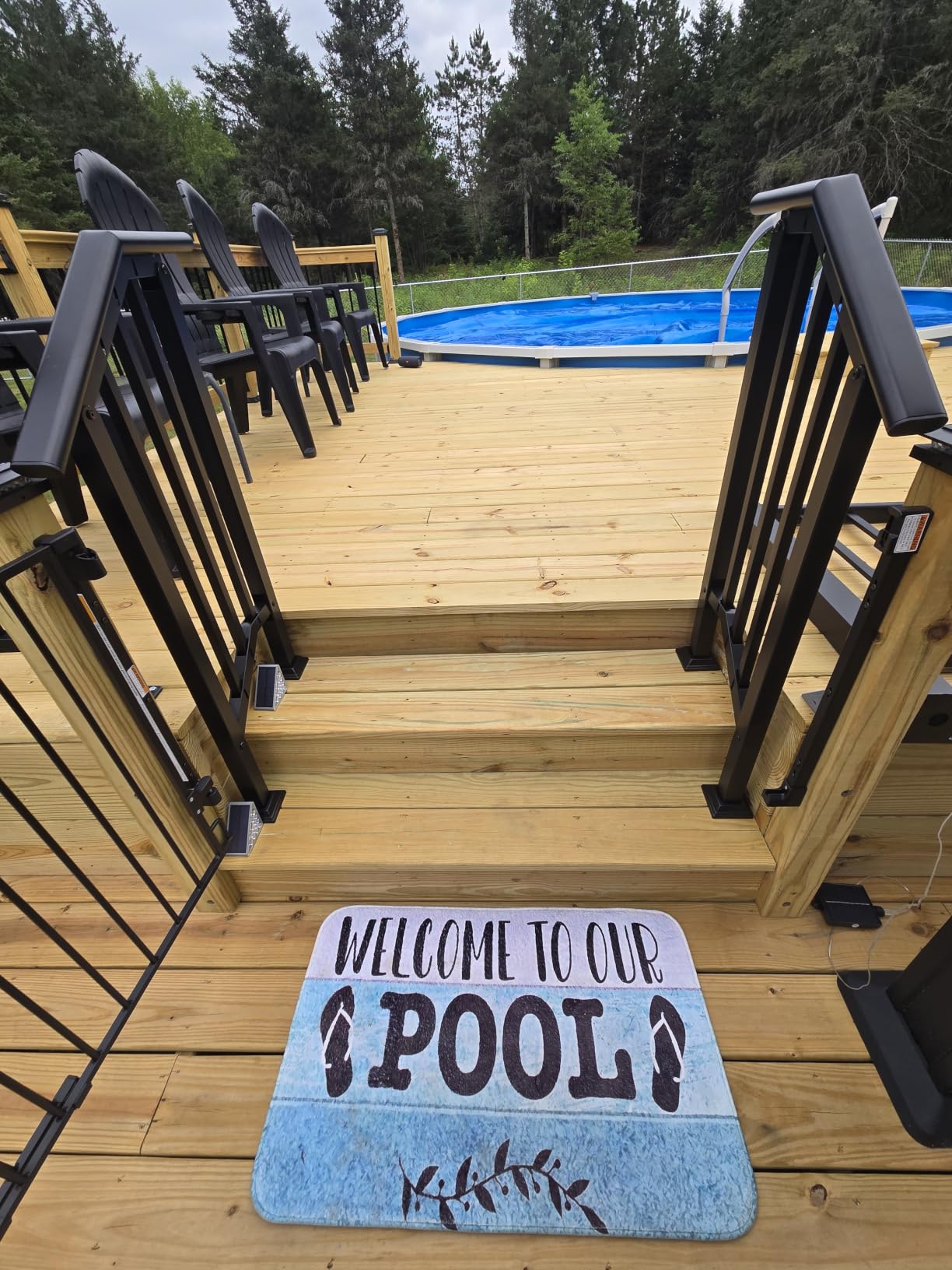 VIVOHOME 4-Step Hand Rails for Outdoor Steps, Straight-Oval and Balusters | 2-Pack, Galvanized Steel, Exterior Railing Kit for Porch, Deck, or Indoor Stairs (Black) customer photo 2