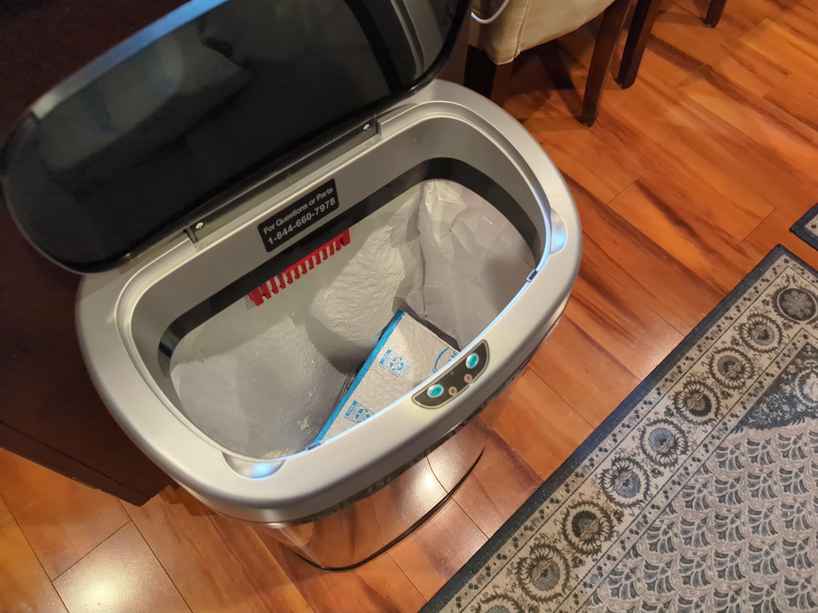 SensorCan 13 Gal Automatic Sensor Trash Can with Lid | Filter | AC Adapter | AbsorbX Odor Filter Included, 50 Liter Fingerprint-Proof Gray Stainless Steel Oval Kitchen Garbage Bin, 1.5-yr Battery Life customer photo 1