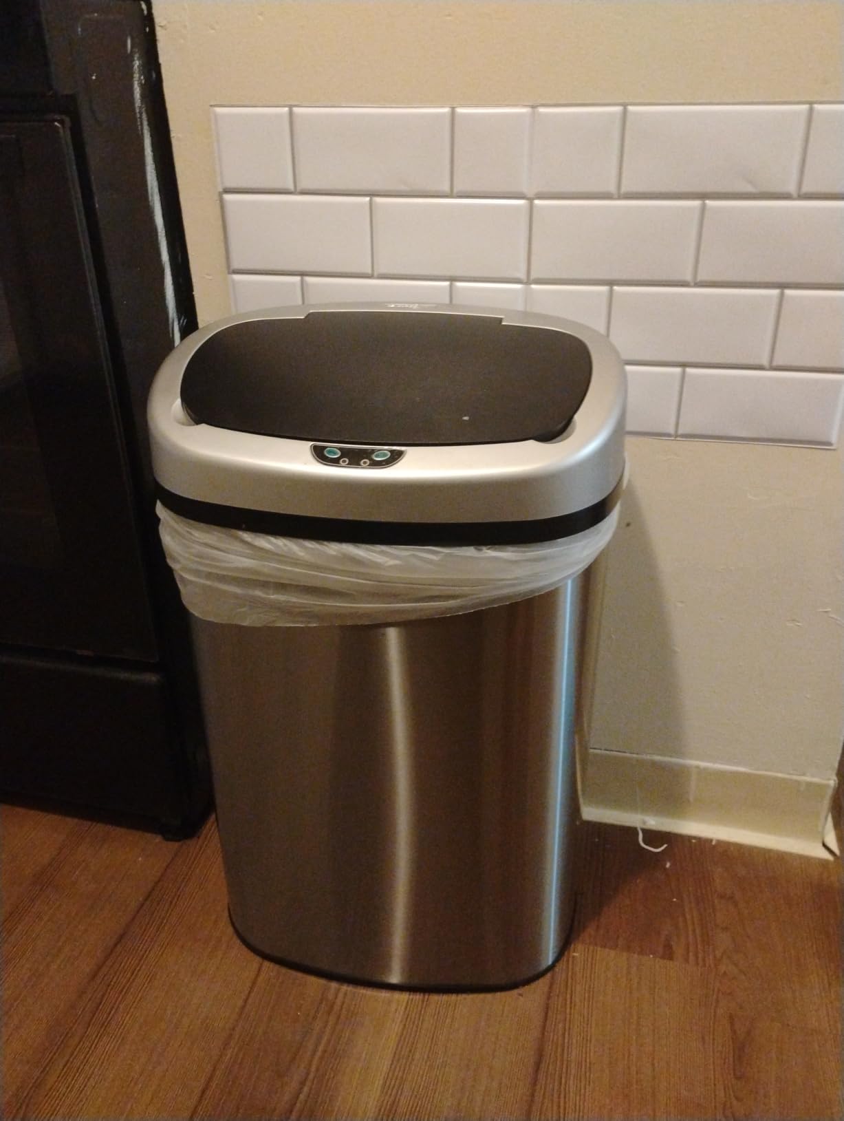iTouchless 13 Gal Sensor Kitchen Trash Can with Lid | Pet Lock Odor Filter | Patented 50L Automatic Motion Sensor Garbage Bin, Large Capacity No-Bending Tall Stainless Steel Waste Basket, Gunmetal Gray customer photo 1