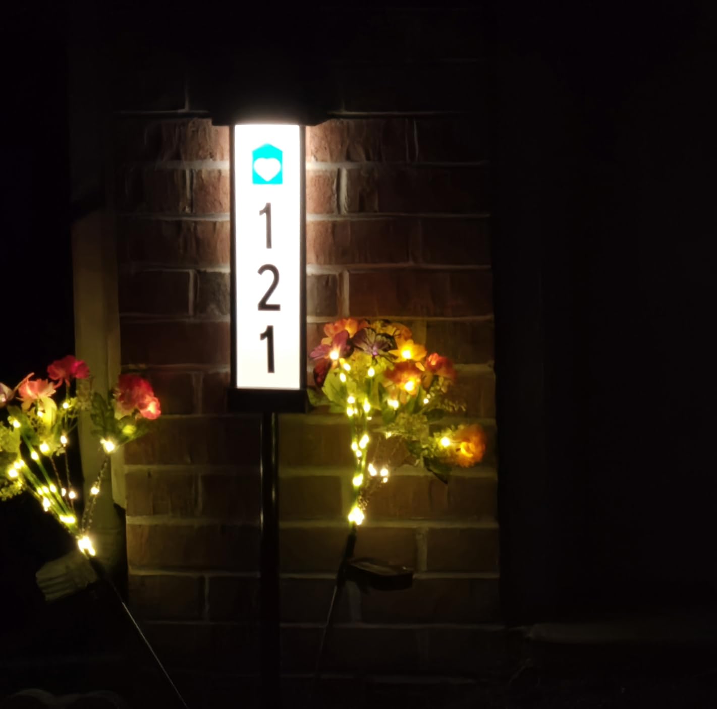 Lacasa Solar Address Sign, Dual-Sided Lighted House Numbers for Outside | Waterproof LED Illuminated Address Plaque with Stakes, 3 Color Modes, Wall Mounted or In Ground for Yard Home customer photo 1