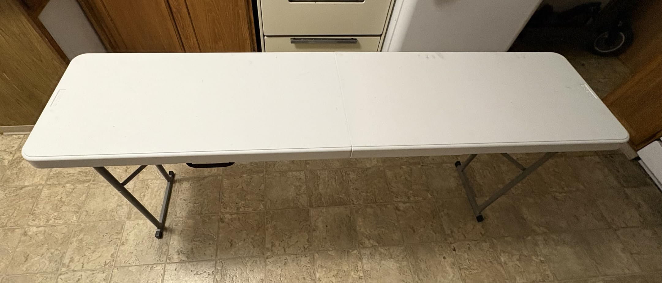 Byliable Folding Table 6FT Narrow Portable Plastic Heavy Duty Table, White | Space-Saving Foldable Design, Fold-in-Half, HDPE Tabletop, Carrying Handle, Indoor Outdoor for Training, Buffet, Party customer photo 2