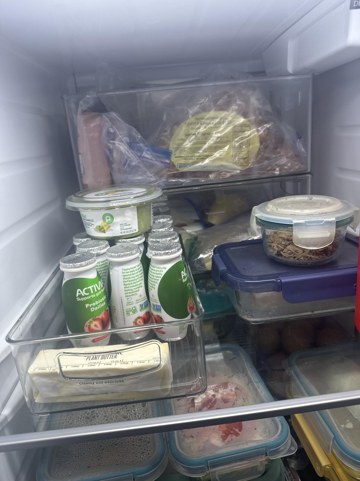 Hudgan 8 Pack Freezer Organizer Bins,Stackable,Clear Bins for Fridge,Pantry | Straight Side, 3 Sizes, 2 XL Storage Container, 3 Large Cabinet Organizer, 3 Medium Storage Drawer customer photo 2