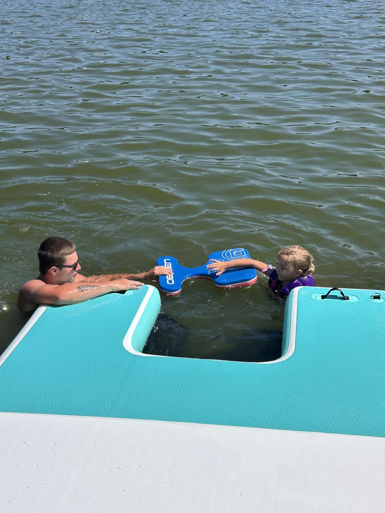 HeySplash Inflatable Floating Dock, 8x6ft Air Dock with Water Access Ramp | Floating Docks with Non-Slip EVA Surface for Lake, Pool, Boat Family Party, Up to 4-6 People customer photo 2