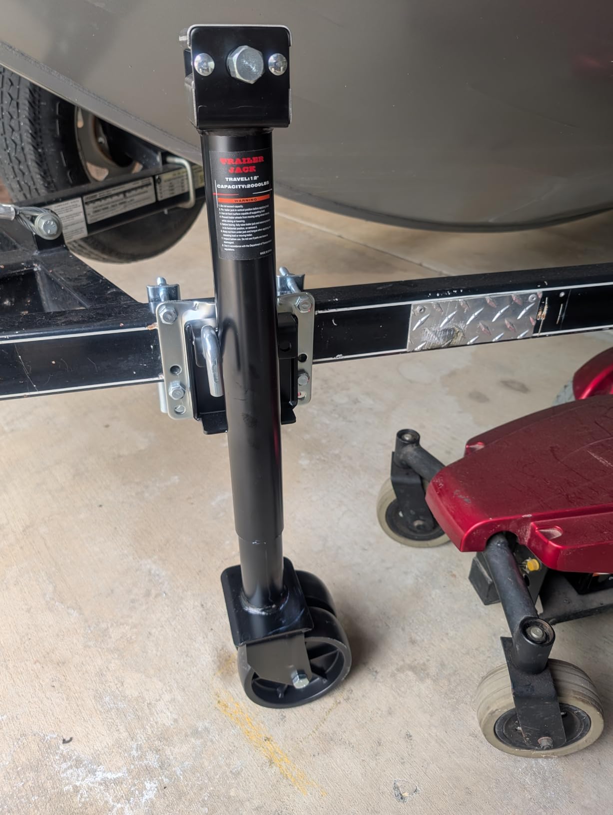 2000 lbs Trailer Jack with Dual Wheel, 20-24V Cordless Drill Compatible, 12