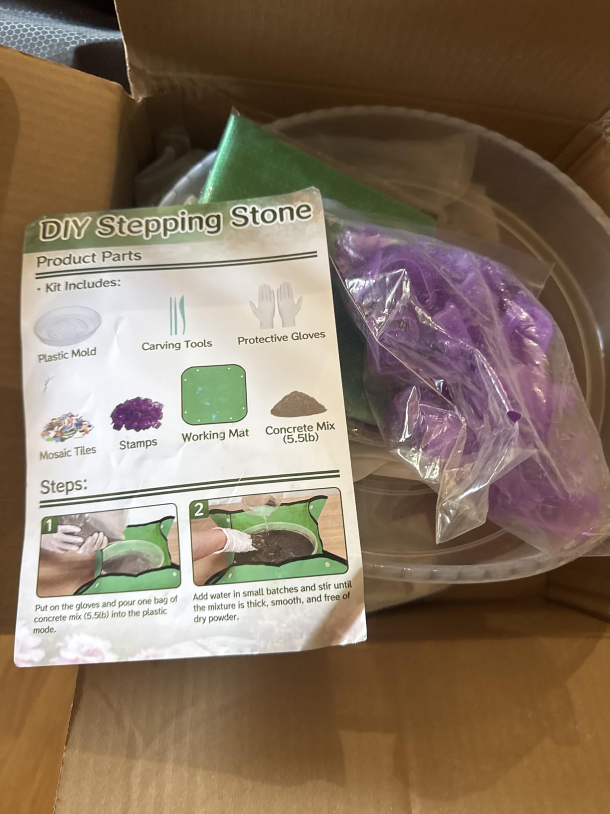 10in Round Stepping Garden Stones Kit for Kids Family DIY Craft Gifts - Cement Mix & Molds, Letter Stamps, Mosaics, Mat & All Need, Make Handprint Footprint Stepping Keepsake Stones Outdoor customer photo 1