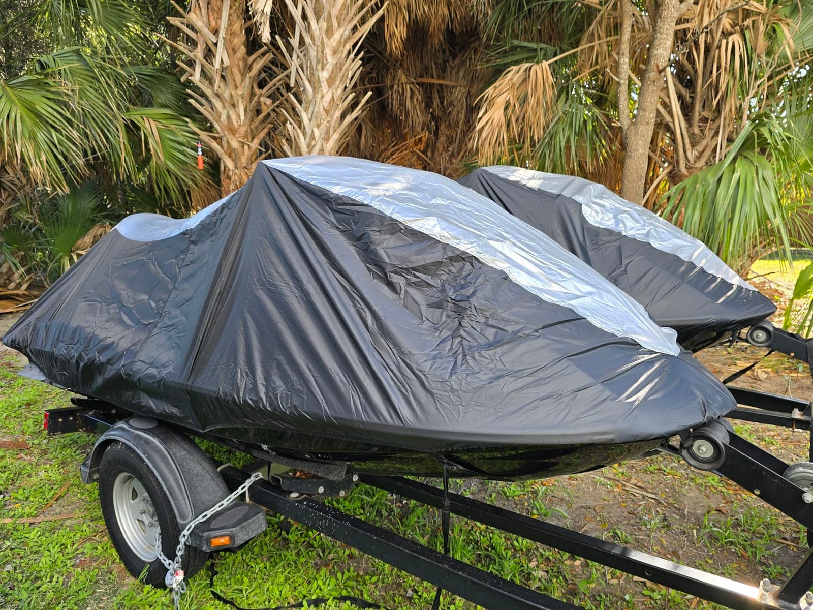 NEVERLAND Jet Ski Cover Jet Ski Covers 2 3 Seater 135'' to 145''(Black) | Waterproof Trailerable UV Resistant Heavy Duty with 2 Air Vents customer photo 2