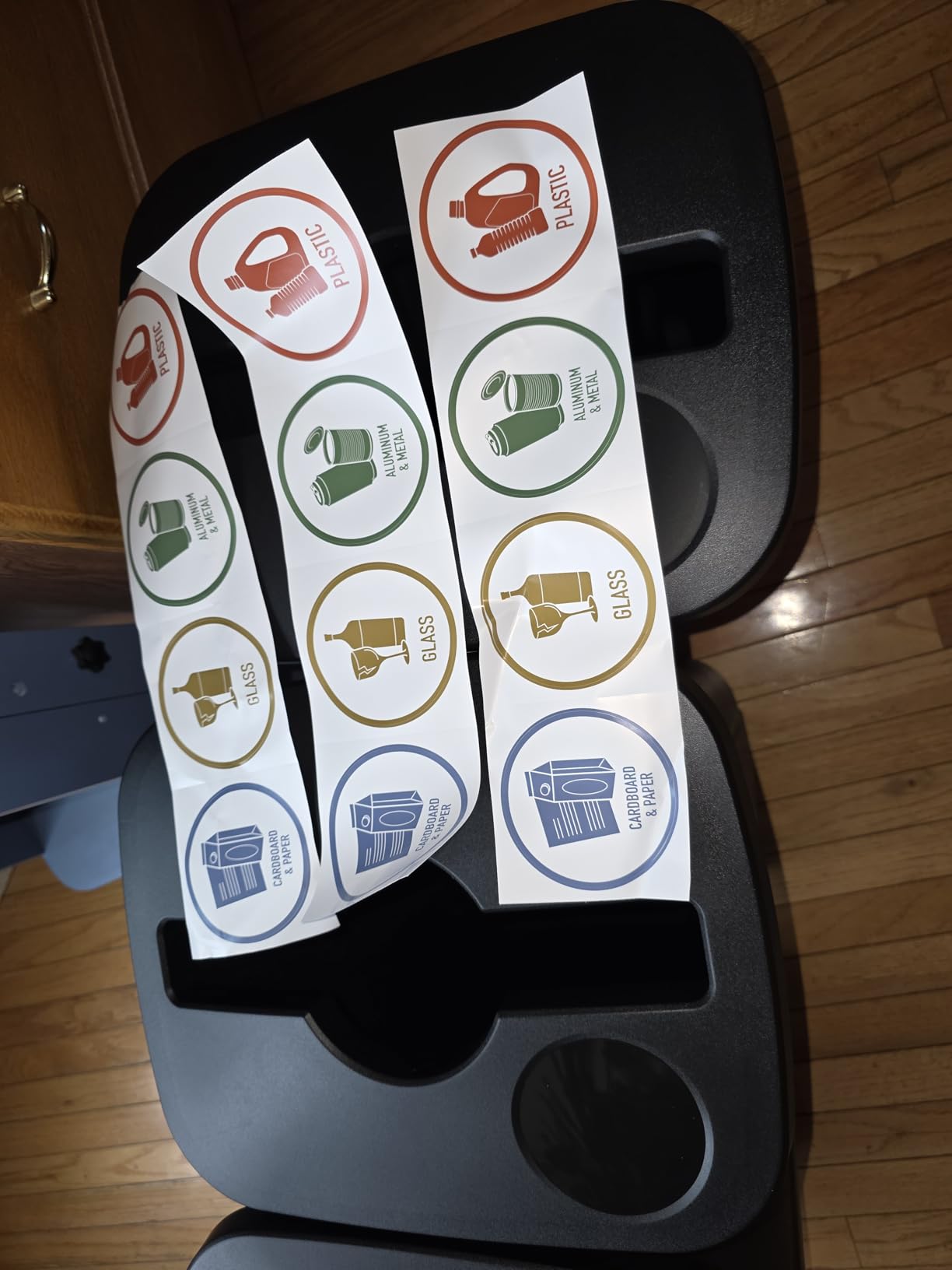 Home Logic Recycling Bin System, 3 Pack Waste Sorting Containers with Stickers, Plastic Trash Cans for Kitchen Garage Home Recycling Organization, 13 Gallon, Black customer photo 1