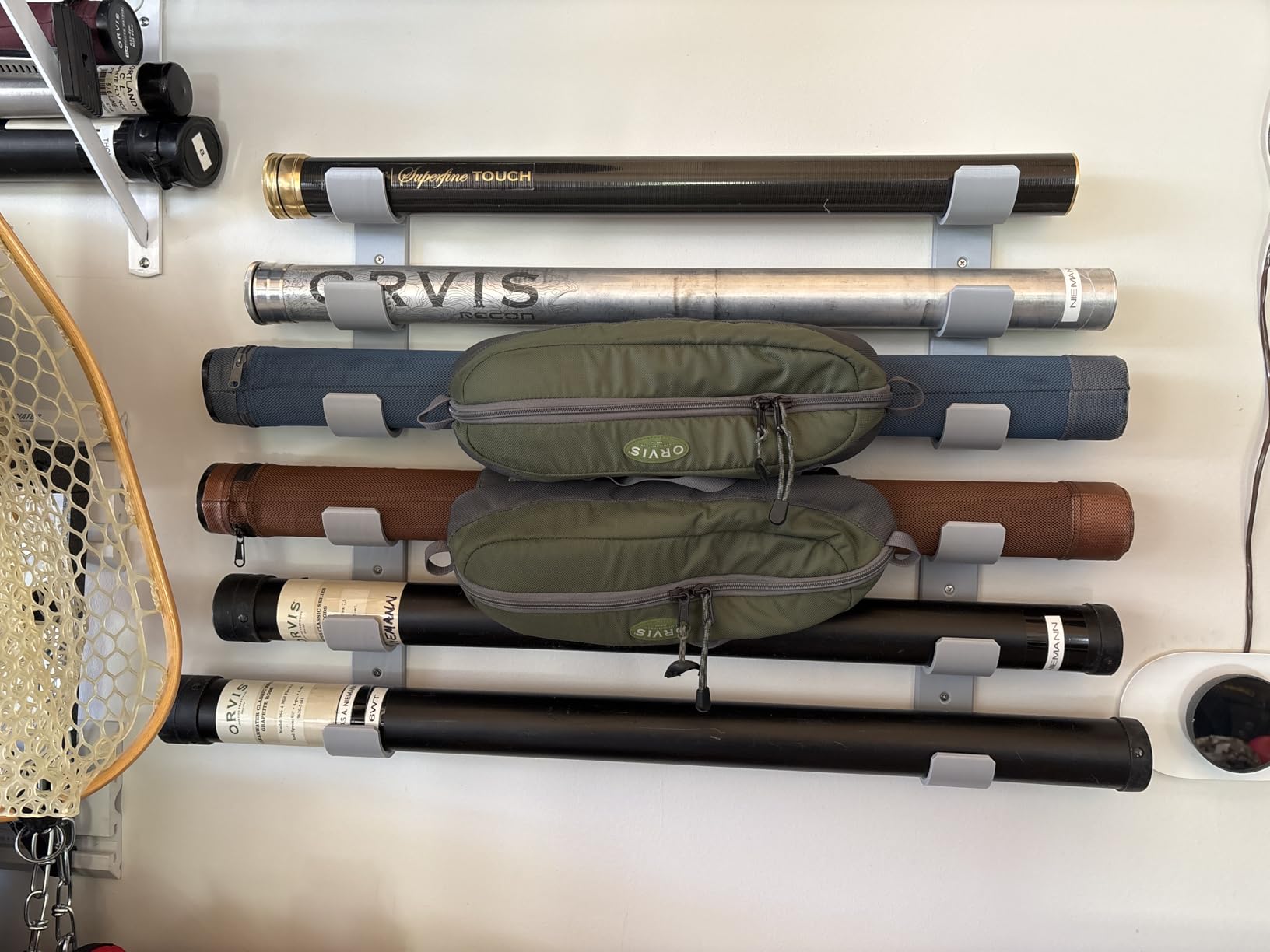 Triple Fly Rod Tube Holder, Space Saving Fishing Rod Organizer Rack | Durable Rod Rack, Multi-Purpose Storage Accessory for Home Garage Indoor and Outdoor Use (Black, Large) customer photo 1