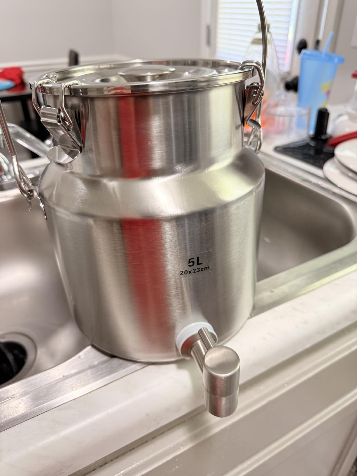 304 Stainless Steel Water Dispenser with Faucet, Thickened Milk Can with Handle, Sealing Ring and Instruction Manual, 20L customer photo 1