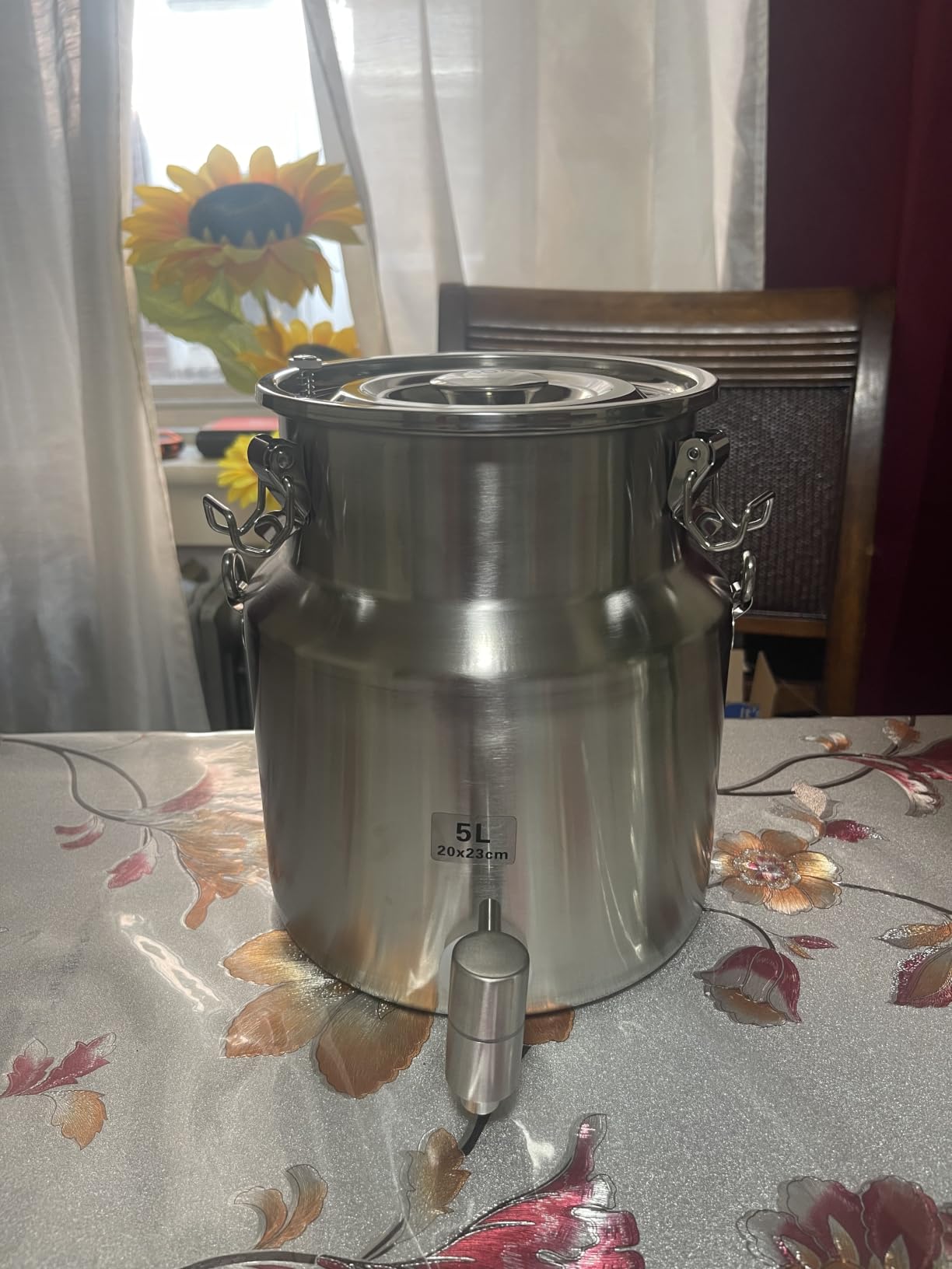 304 Stainless Steel Water Dispenser with Faucet, Thickened Milk Can with Handle, Sealing Ring and Instruction Manual, 20L customer photo 2