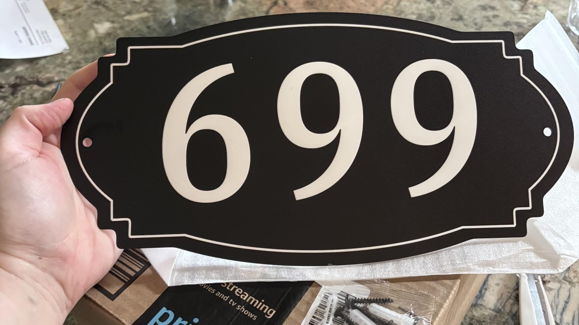 Metal Address Signs for Houses Rustproof Aluminum House Numbers for Outside | 80Mill Thick Metal Rustproof Aluminum Custom Home Address Signs Mailbox Plaque for Door, Yard, Street 12x6/16x8In 12 Colors customer photo 1