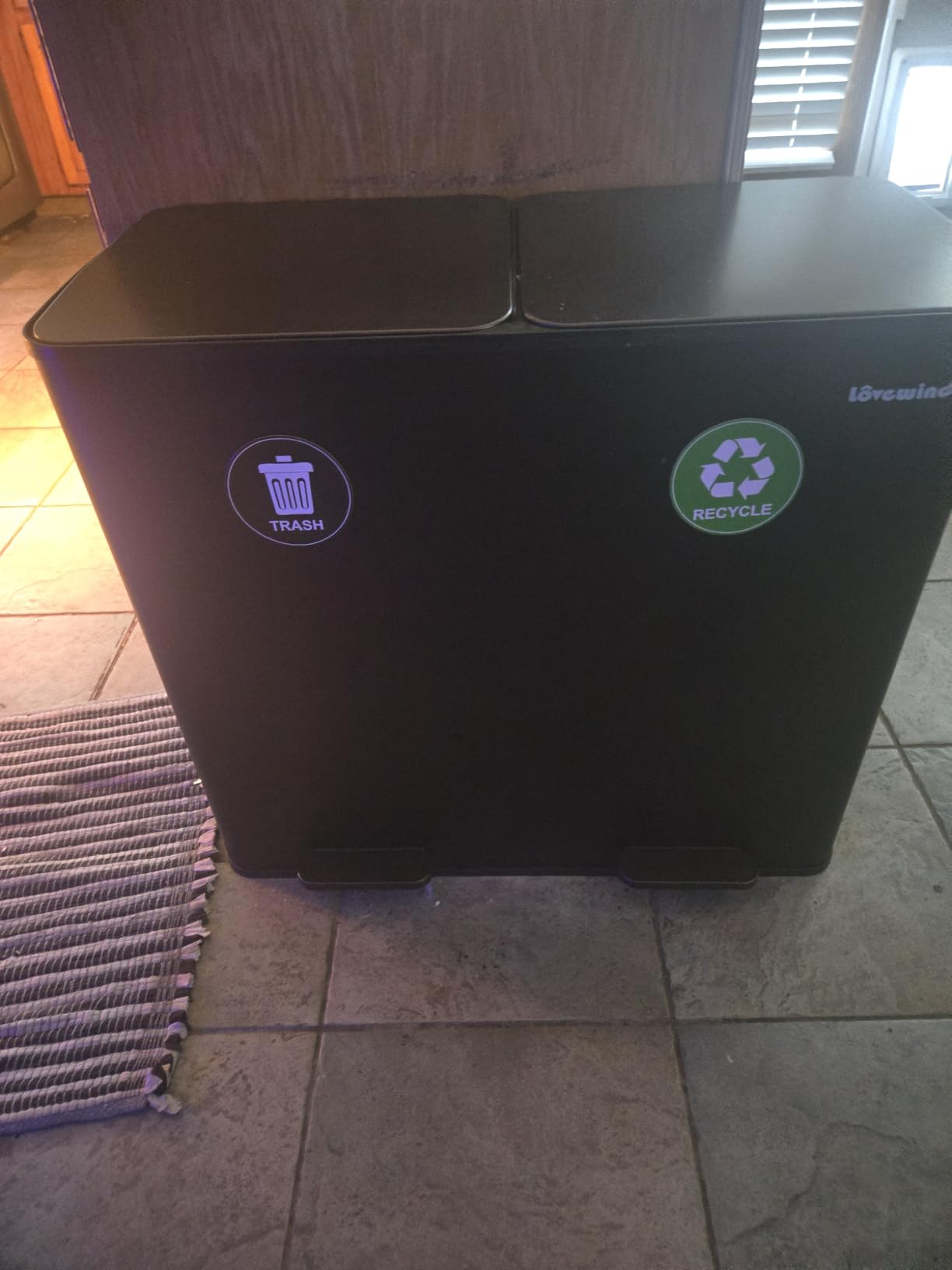 Dual Trash and Recycling Bins for Kitchen, 2x13 Gallon (2x 50L) Stainless Steel Trash and Recycle Bin Combo with Soft-Close Lid, Large Garbage Cans for Kitchen Home with 2 Magnets Sticker, Silver customer photo 1
