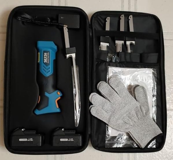 Seesii Cordless Electric Fillet Knife with 4 Blades for Fishing Filleting | 4 Blades, 2 x 2000mAh Batteries, Safety Switch, Non-Slip Handle, Carry Case customer photo 1