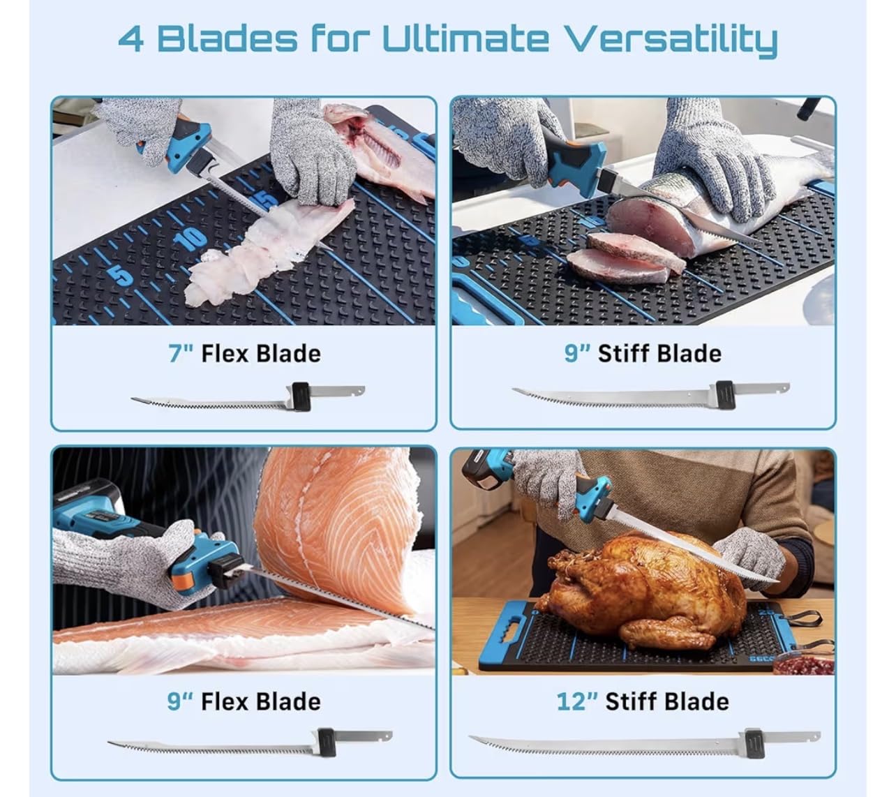 Seesii Cordless Electric Fillet Knife with 4 Blades for Fishing Filleting | 4 Blades, 2 x 2000mAh Batteries, Safety Switch, Non-Slip Handle, Carry Case customer photo 2