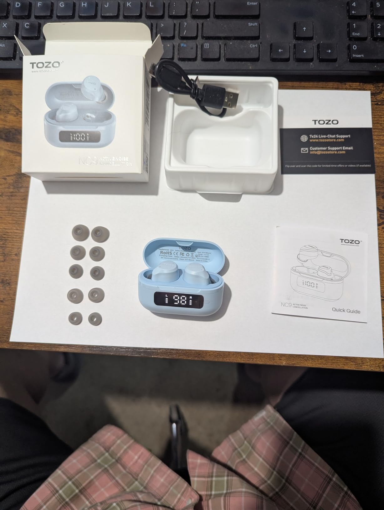 TOZO NC9 Hybrid Active Noise Cancelling Wireless Earbuds, 60H, LED Display customer photo 1