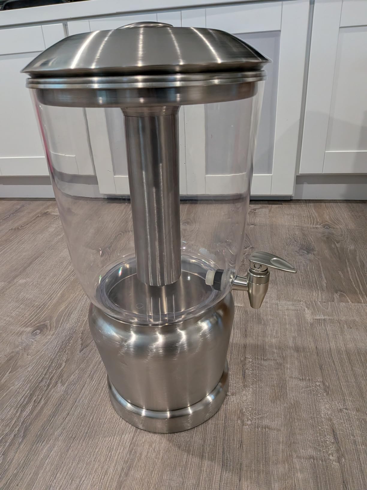 Drink Dispenser with Ice Chambers, Lemonade Tea Water Dispenser with Spigot, Stainless Steel Beverage Jar Jug, Perfect for Home Parties, Weddings, Gifts & Events (Silver, 3 Gallons) customer photo 2
