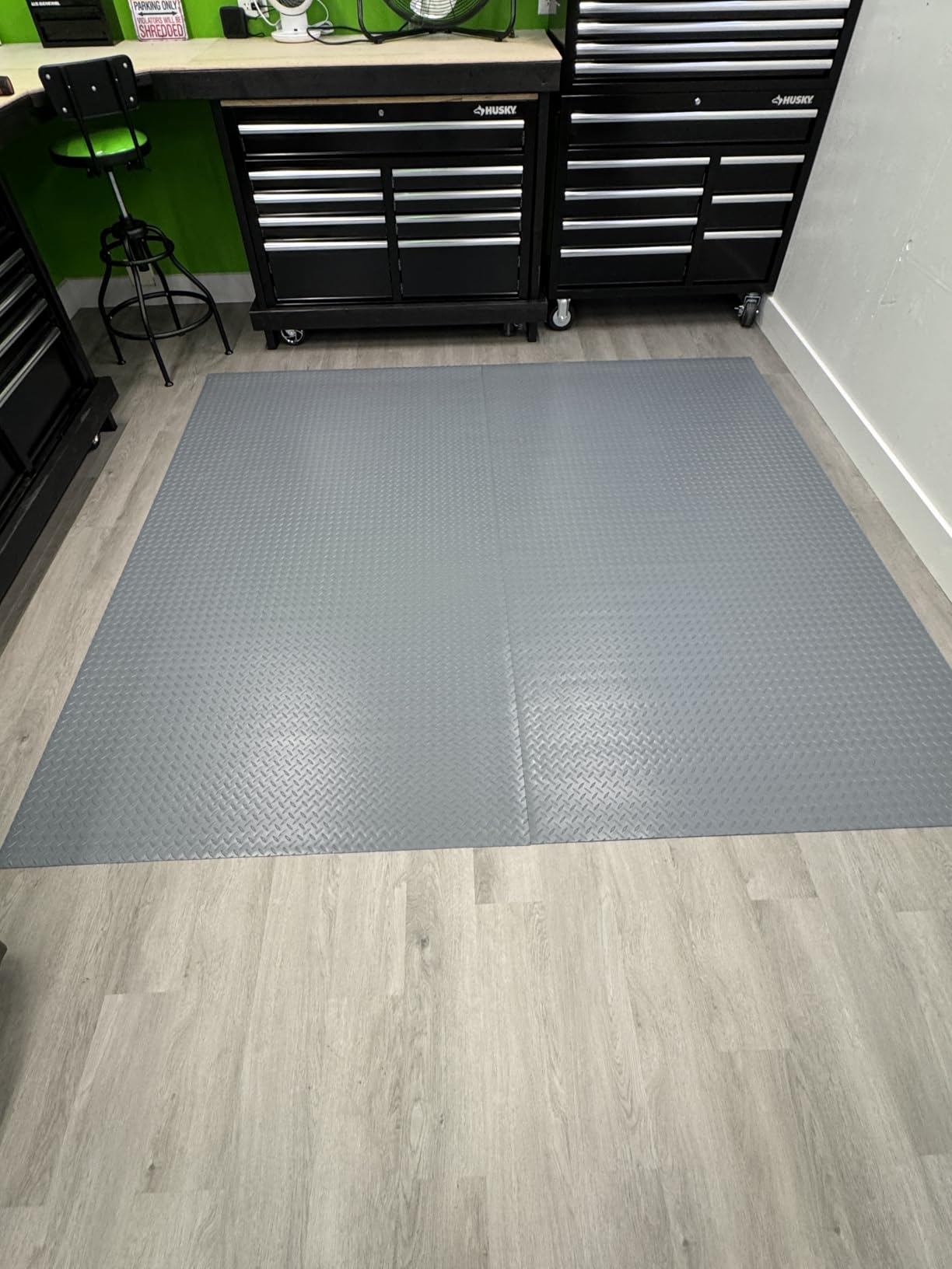SEAL 6 x 10 FT Premium Garage Floor Mat, Solid 2.8mm Thick Lay-Flat Black Commercial Grade Heavy Duty Parking Mat for Sedan, Workshop, Mower, Water/Stain Resistant Runner (Embossed Coin Grip) customer photo 1