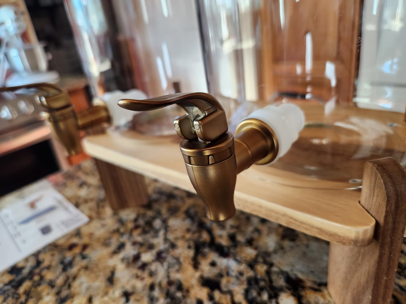 2 Pack 2 Gallon Glass Drink Dispenser with Spigot & Acacia Wood Stand & Lid customer photo 2