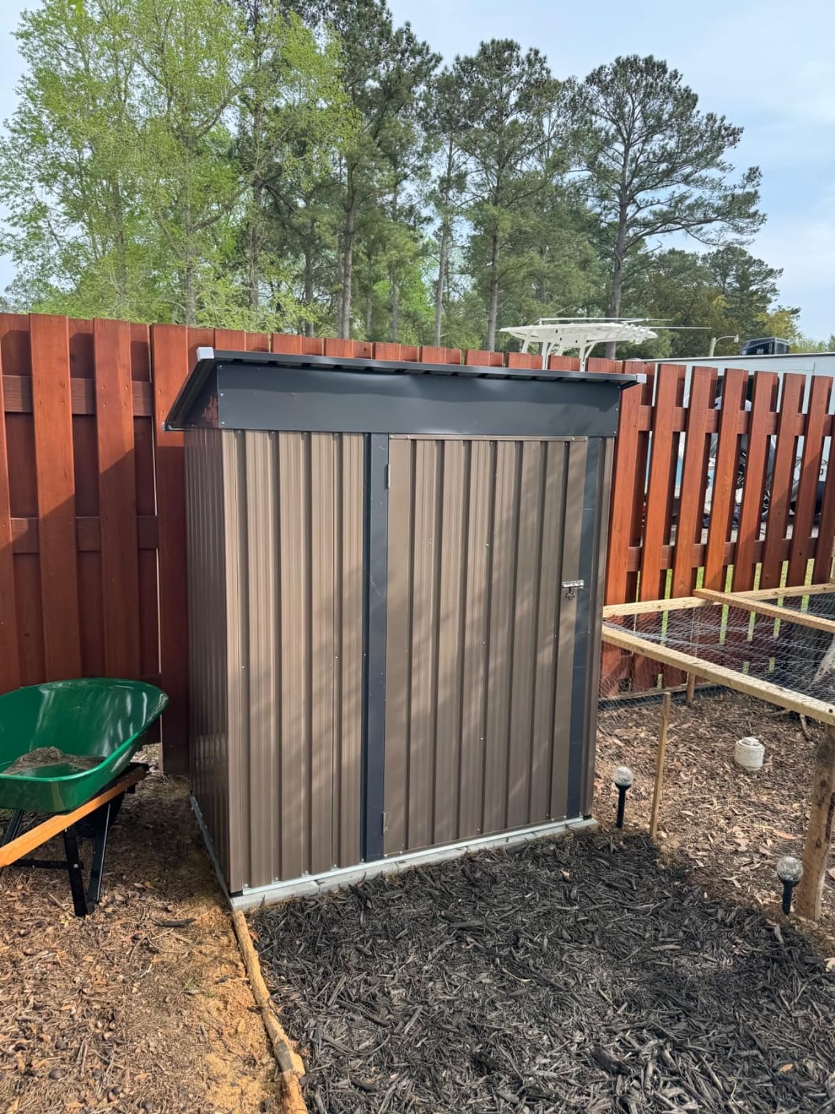 AECOJOY Outdoor Trash Can Storage Shed, 46 Cu.Ft Metal Garbage Bin Enclosure with Lift-Up Lid & Gas Strut, Waterproof Outdoor Garbage Can Organizer, Bike Shed Backyard Patio Garden, Dark Grey customer photo 1